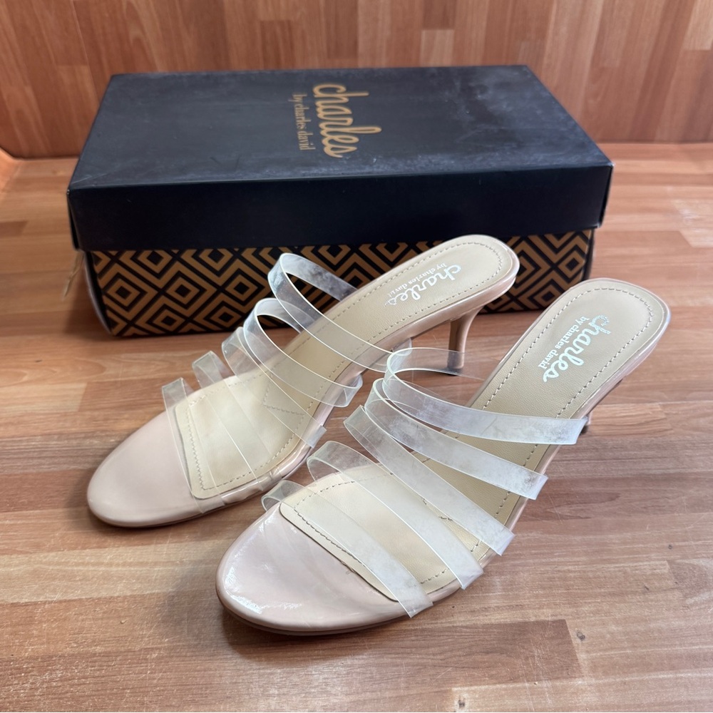 Charles David "Benny" sandals, nude , kitten heel, size 8.5, 2.5 inch heels